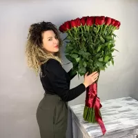 101 красная роза 100 см